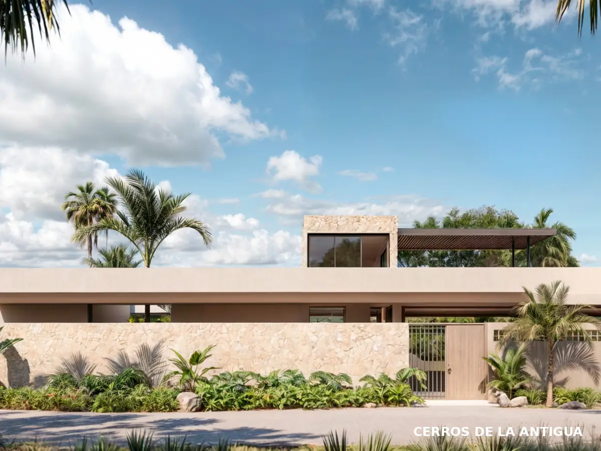 Render de la fachada de la casa tipo diseñada para Cerros de la Antigua